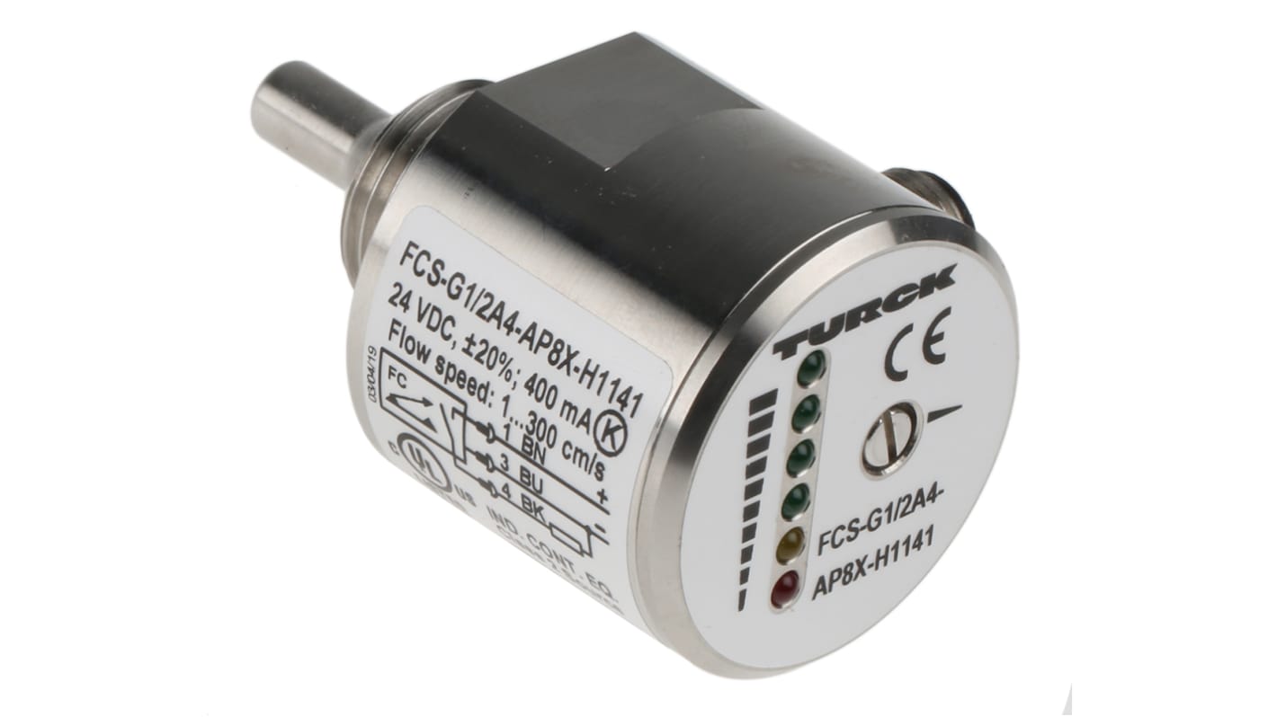 Regolatore di flusso Turck FCS-G1/2A4-AP8X-H1141, flusso 1-150 cm³/s acqua, 3-300 cm³/s olio, PNP, IP67.