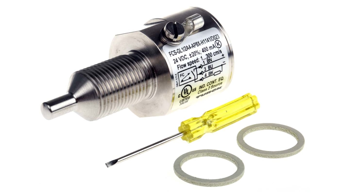 Regolatore di flusso Turck FCS-GL1/2A4-AP8X-H1141/D023, sensore digitale in acciaio INOX, IP67, PNP, connettore M12.