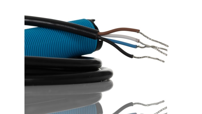 Sensore fotoelettrico cilindrico Sick VT18-204172, rilevamento 105 mm, uscita PNP, grado di protezione IP67, dimensioni 81 mm.