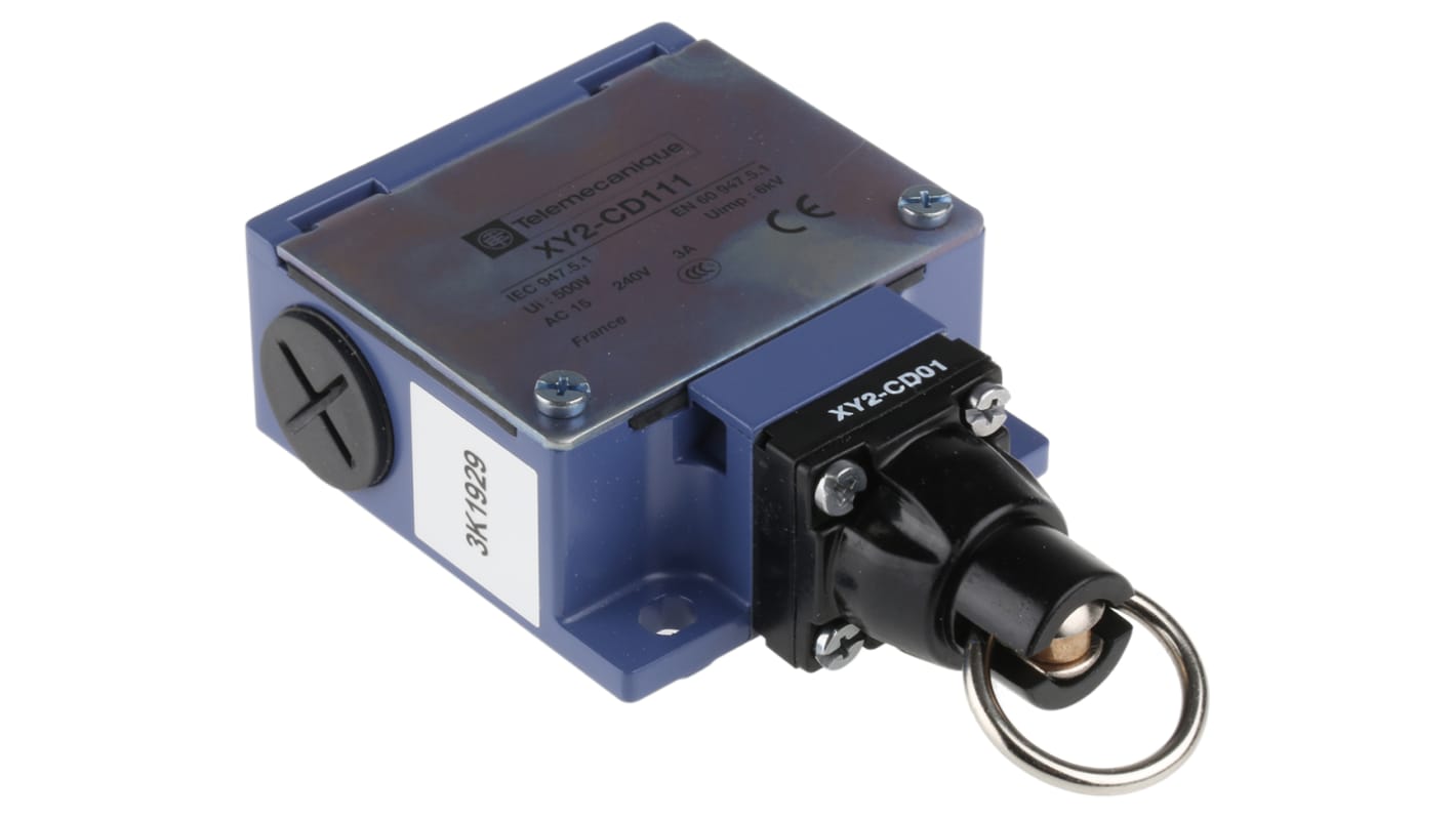 Interruttore di fine corsa Telemecanique Sensors XY2CD111, contatti NO/NC, protezione IP66, dimensioni 62x60x30mm.