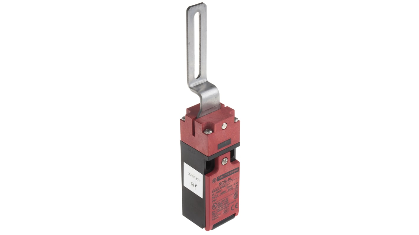 Interruttore di sicurezza a cerniera Telemecanique Sensors XCSPL571, configurazione NO/NC, corrente max 6A, tensione 240V AC.