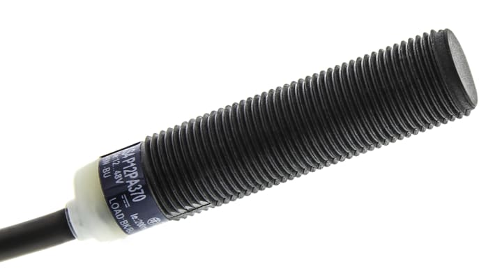 Sensore di prossimità cilindrico PNP M12 Telemecanique XS4P12PA370, rilevamento 4 mm, IP68, alimentazione 12-48 V c.c.