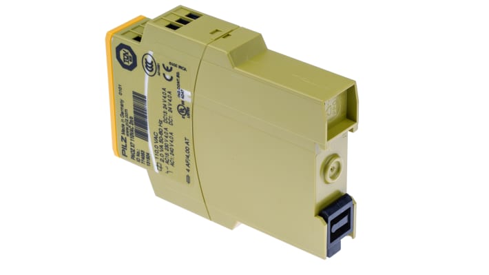 Relè di sicurezza Pilz PNOZ X7, 110V, 1 canale, 2 contatti N/O, montaggio su guida DIN, dimensioni 121mm x 22.5mm x 87mm.