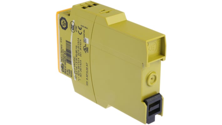 Relè di sicurezza Pilz PNOZ X7, 24V, 1 canale, 2 contatti N/O, montaggio su guida DIN, larghezza 22.5mm.