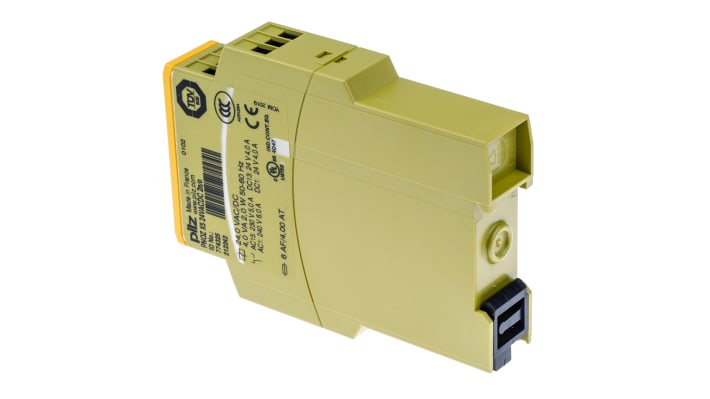 Relè di sicurezza Pilz PNOZ X5, 24V, 2 contatti, reset automatico/manuale, dimensioni 22.5mm x 121mm x 87mm.