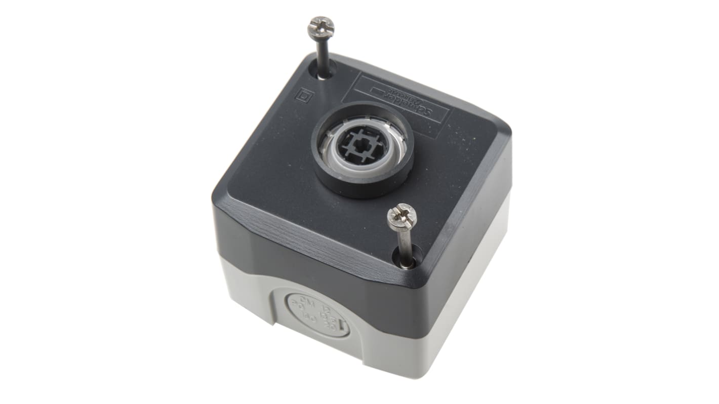 Schneider Electric XALD112, pulsantiera Harmony con pulsante rosso, contatto SPST, dimensioni 68x68x62mm, per corrente fino a 10A.