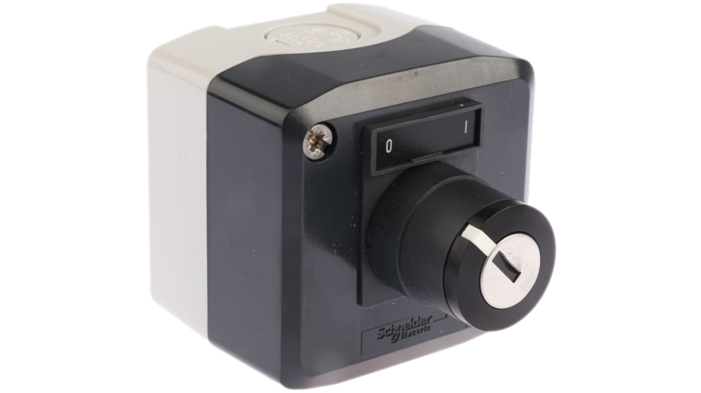 Interruttore stazione di controllo Schneider Electric XALD144, 10A, selettore rotante, IP66/IP67/IP69K, dimensioni 68x68x53mm.