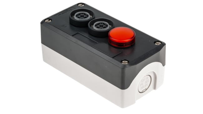 Scatola pulsante Schneider Electric XALD363M, IP66/IP67, attuazione a molla, dimensioni 106 x 68 x 62 mm, montaggio a vite.