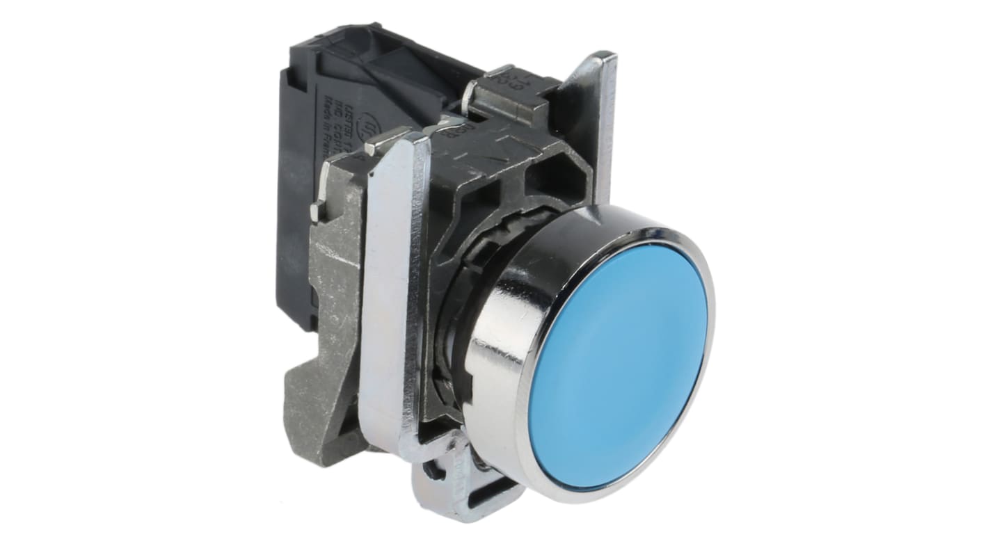 Pulsante blu Schneider Electric XB4BA61 SPST IP66/IP67/IP69K - Montaggio a pannello per ambienti industriali e applicazioni igieniche.