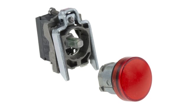 Spia LED XB4BVB4 di Schneider Electric, 22mm, montaggio a pannello, resistente agli urti, IP66/IP67/IP69K. Ideale per applicazioni industriali.