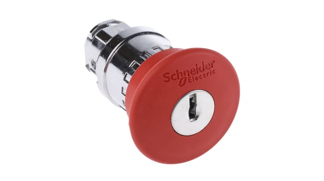 Interruttore a pulsante di arresto Schneider Electric ZB4BS944 con rilascio a chiave Ø40mm - Harmony XB4, plastica, non illuminato. Ideale per emergenze.