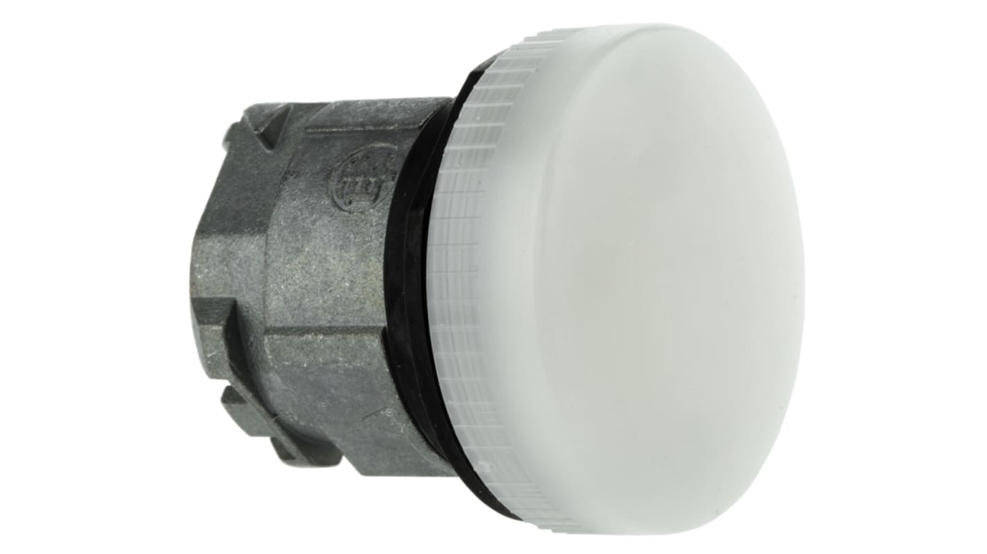 Spia LED bianca Harmony XB4 Schneider Electric ZB4BV01, diametro foro 22mm, IP69K, montaggio a pannello. Ideale per pannelli e macchine industriali.