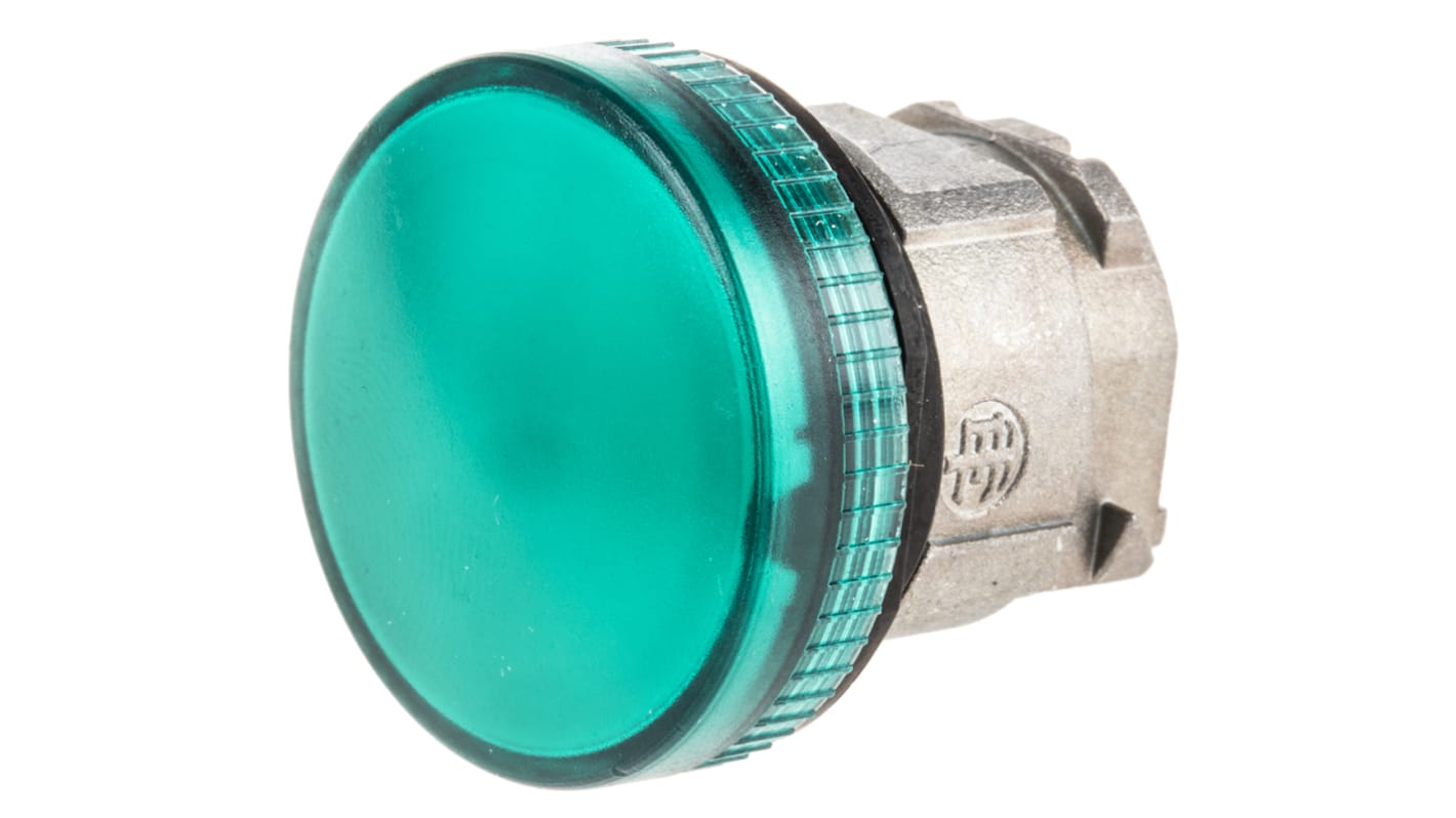 Schneider Electric - Spia LED Harmony XB4, Verde, Montaggio a Pannello. Serie Harmony XB4, diametro foro 22mm, protezione IP66, IP67, IP69K. Per pannelli e macchine industriali.