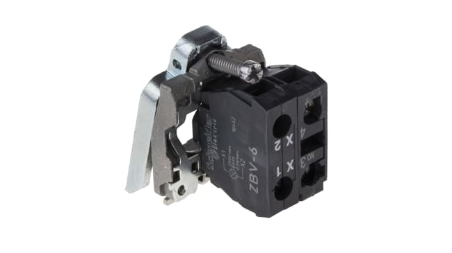 Blocco contatti luminoso Schneider Electric ZB4BW061 SPST 250V Harmony XB4 viti - Ideale per pulsanti luminosi. Conforme UL, CSA, CE.