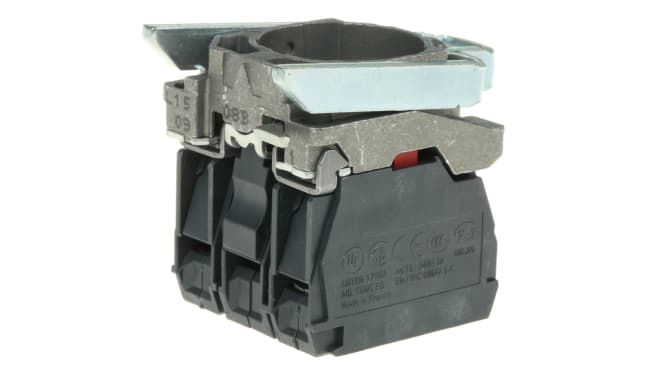 Blocco contatti luminoso Schneider Electric ZB4BW065, 1 NA + 1 NC, 250V, terminali a vite. Ideale per pulsanti luminosi BA9S. Certificato UL, CSA, CE.