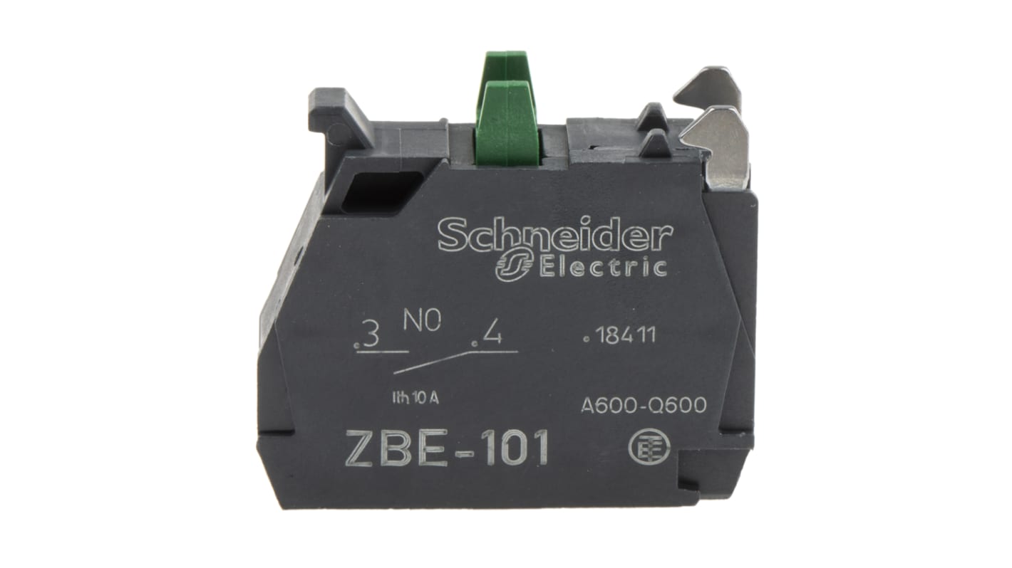 Blocco contatti Schneider Electric ZBE101 SPST 10A, morsetti a vite, resistente agli urti - Ideale per automazione industriale.