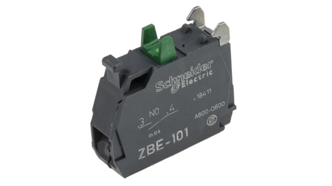 Blocco contatti Schneider Electric ZBE101 SPST 10A, morsetti a vite, resistente agli urti - Ideale per automazione industriale.
