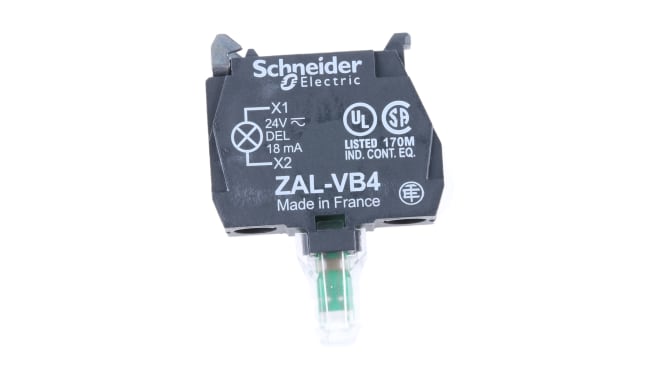 Blocco contatti luminoso LED Rosso 24V Schneider Electric ZALVB4 - Affidabile, facile da montare, per macchinari industriali.