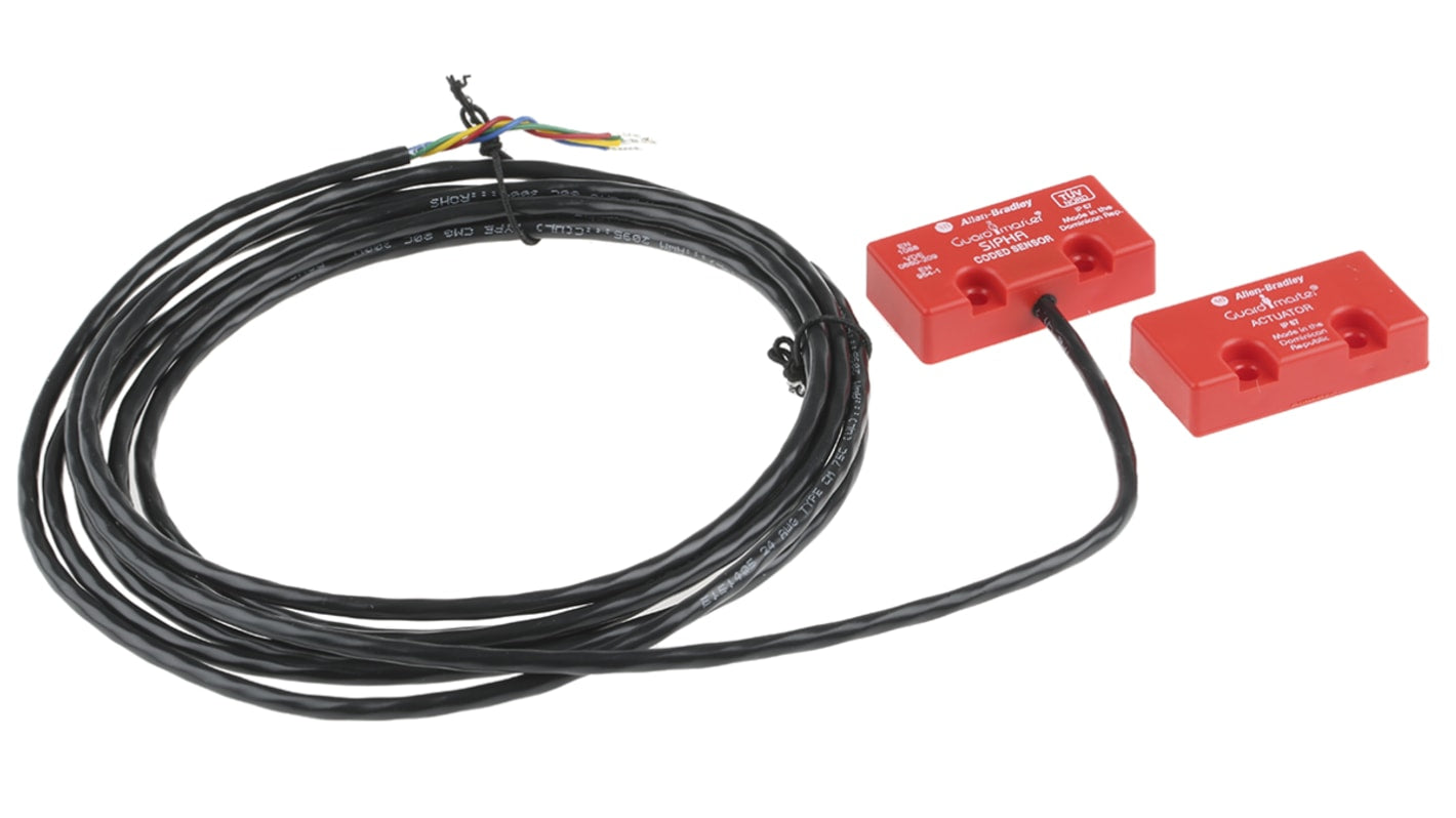 Interruttore di sicurezza senza contatto Allen Bradley Guardmaster 440N-S32014, grado di protezione IP67, dimensioni 48 mm x 25 mm x 12 mm.