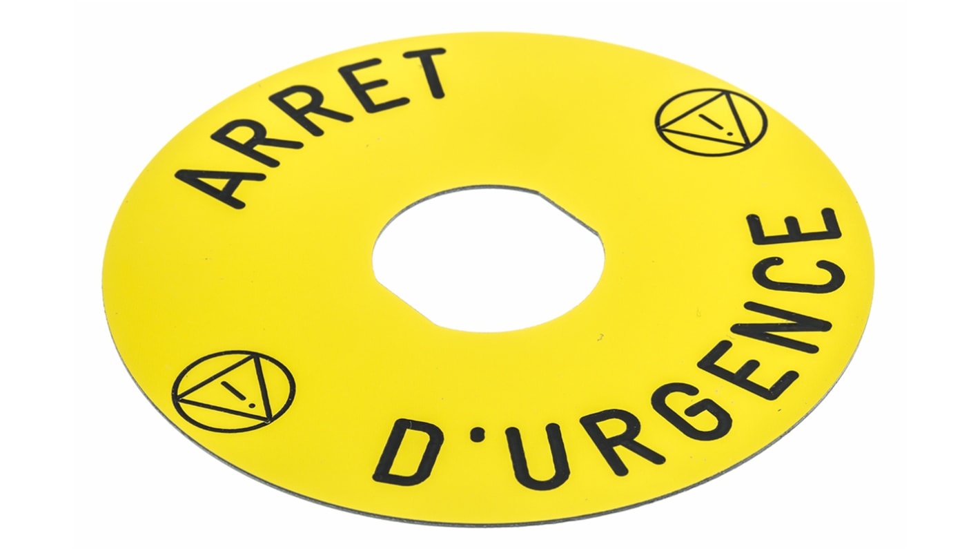 Schneider Electric - ZBY8130: Portaetichette per Serie XALE, XALK, XB4, XB5, XLAD. Certificazioni UL, CSA, CE, NEMA, IEC, JIS. Legenda per arrêt d'urgence.