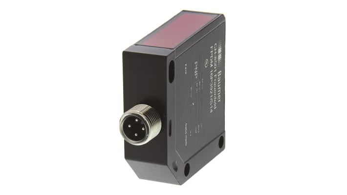 Sensore fotoelettrico rettangolare Baumer FPDM 16P3921/S14, rilevamento fino a 4 m, uscita PNP, IP67, montaggio con staffa inclusa.