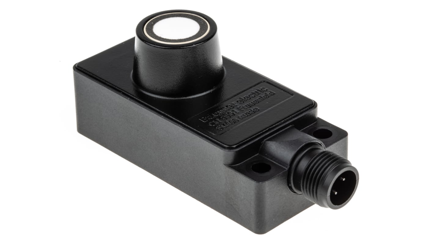 Sensore di prossimità Baumer UZDK 30P6103/S14, tecnologia a ultrasuoni, PNP, rilevamento 100-1000 mm, IP67, dimensioni 65 x 30 x 31 mm.