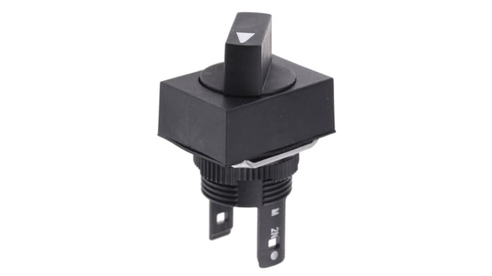 Selettore a 2 posizioni Omron A165SJ2M2, diametro 16 mm, contatti DPDT, montaggio a foro passante, tenuta IP65.