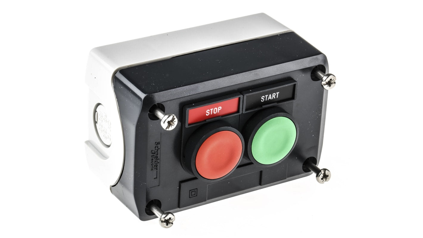 Scatola pulsante Schneider Electric Harmony XALD, grado di protezione IP66/IP67/IP69K, dimensioni 74x68x62mm, corrente 10A.