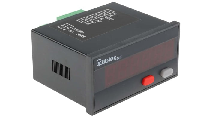 Contatore digitale Kübler 6.540.012.300, LED 6 cifre, montaggio a pannello, alimentazione 10-30 V c.c., IP65.