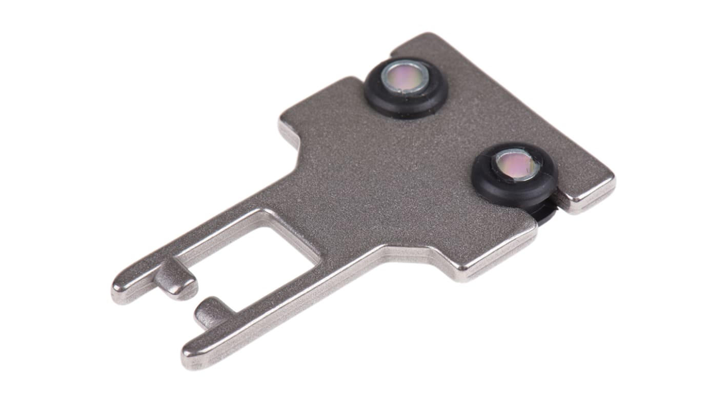 Allen Bradley Guardmaster 440K-A11112, attuatore piatto in acciaio inox per interruttori di interblocco di sicurezza, montaggio su porte di protezione.