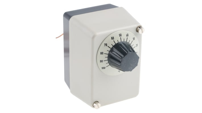 Termostato capillare Jumo, montaggio superficiale, regolazione esterna, contatto SPDT, grado di protezione IP54, 10A, 230V.