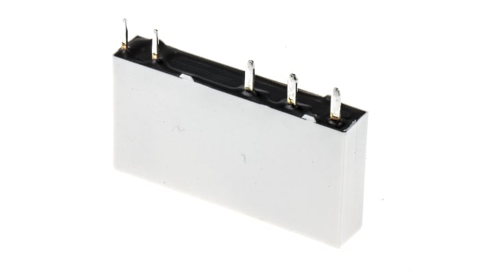 Relè di potenza Phoenix Contact 2961121, SPDT, 24V cc, montaggio su PCB, dimensioni 5 x 15 x 28mm, corrente 6A.