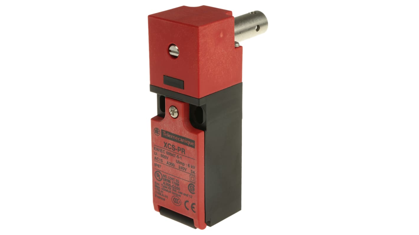 Interruttore di sicurezza a cerniera Telemecanique Sensors XCSPR751, 2 contatti NC, angolo di scatto 5°, per macchine leggere.