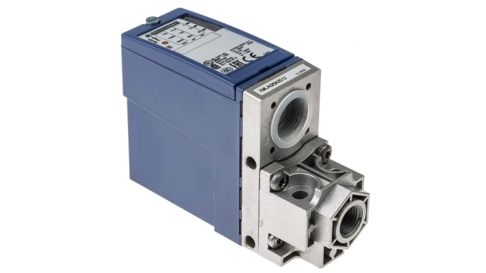 Sensore di pressione differenziale Telemecanique Sensors XMLA020A2S12, max 20 bar, uscita relè, IP66, G1/4, -25 a +70 °C.