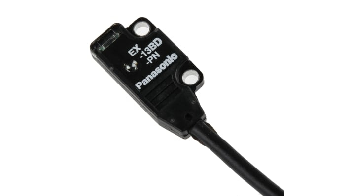 Sensore fotoelettrico Panasonic EX-13B-PN, rettangolare, rilevamento 500 mm, uscita PNP, IP67, cavo 2 m.