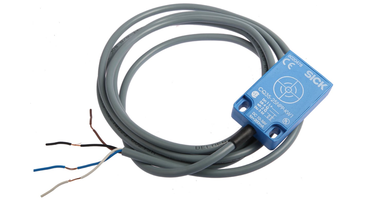 Sensore di prossimità Sick CQ35-25NPP-KW1, capacitivo, rilevamento 25 mm, IP67, 57.5x35x15 mm, alimentazione 10-40 V c.c.