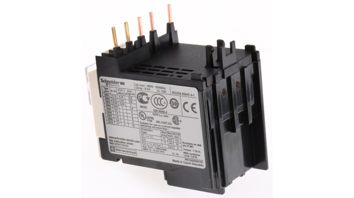 Relè di sovraccarico termico Schneider Electric LR2K0301, 1 NO + 1 NC, montaggio diretto, dimensioni 116x65x45 mm, FLC 0,11-0,16 A.