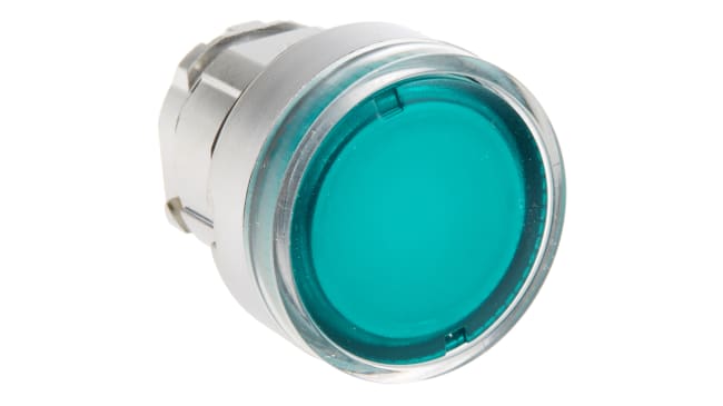Pulsante illuminato Schneider Electric XB4BW3365, montaggio a pannello, diametro 22mm, contatto SPDT, colore verde, IP66.
