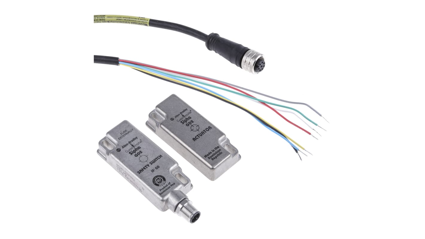 Interruttore di sicurezza magnetico Allen Bradley Guardmaster 440N-S32042, IP67, 250 V ac, dimensioni 78 mm x 33.5 mm x 16 mm.