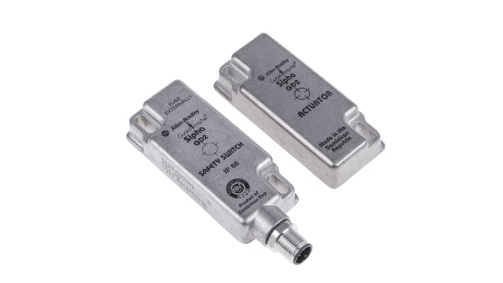 Interruttore di sicurezza magnetico Allen Bradley Guardmaster 440N-S32042, IP67, 250 V ac, dimensioni 78 mm x 33.5 mm x 16 mm.