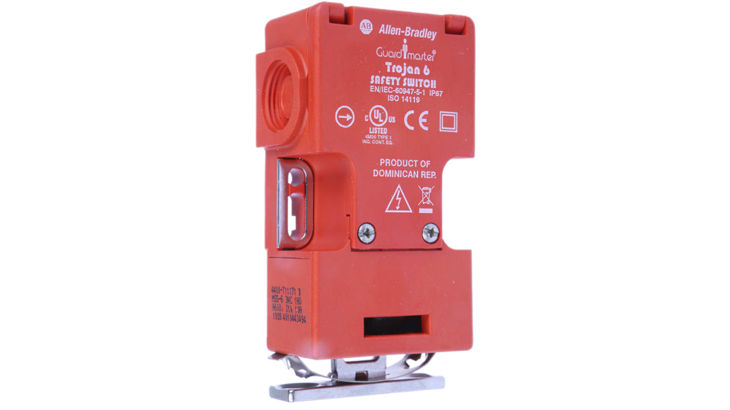 Interruttore di interblocco di sicurezza a chiave Allen Bradley Guardmaster 440K-T11171, 3NC/1NA, IP67, dimensioni 95x32x52mm.