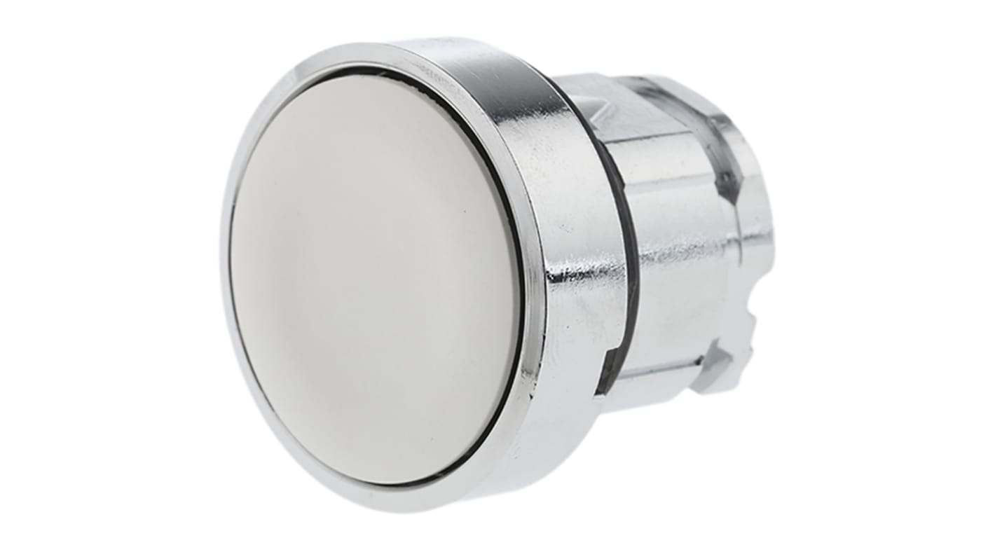 Attuatore pulsante rotondo bianco Schneider Electric ZB4BH01, diametro 22mm, azione push-push, protezione IP66/IP67/IP69K.
