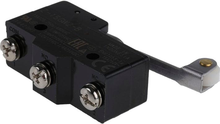 Interruttore di fine corsa Omron Z-15GW2-B, leva a rullo SPDT, NO/NC, dimensioni 39,4mm x 49,2mm x 17,45mm, protezione IP00.