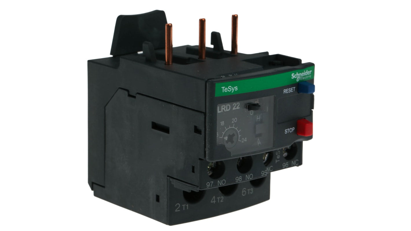 Relè di sovraccarico termico Schneider Electric LRD22, 16-24 A, montaggio diretto, Serie TeSys - Protezione motori, certificato ATEX.