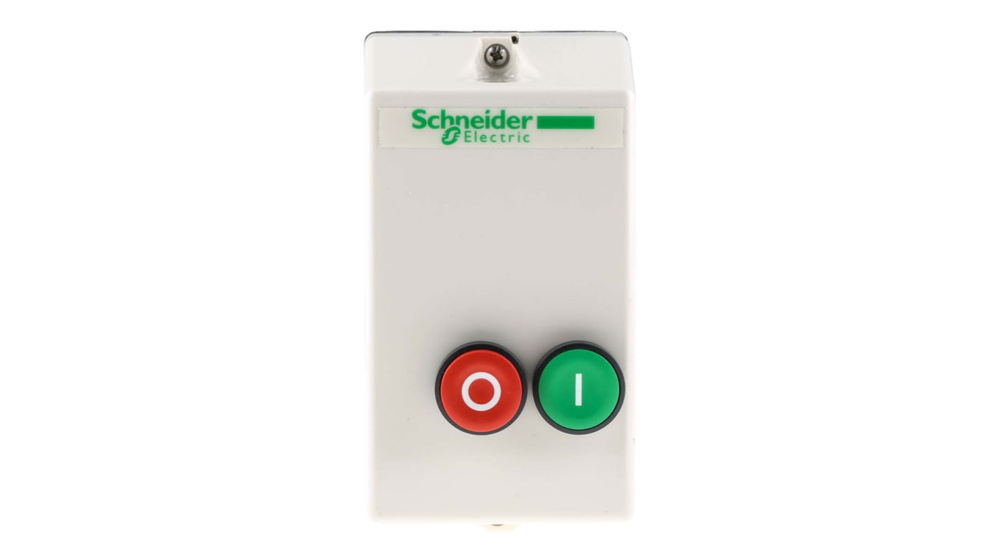Starter DOL automatico Schneider Electric LE1D09P7 per motori trifase, potenza 4 kW, corrente 9 A, grado di protezione IP65. Dimensioni 88x166x128,5 mm.