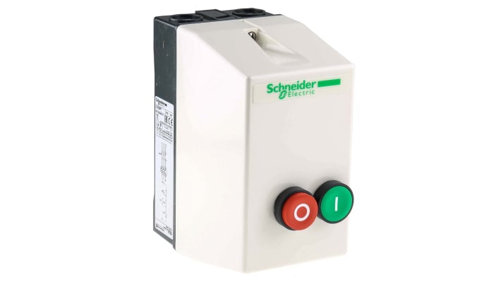 Starter DOL automatico Schneider Electric LE1D09P7 per motori trifase, potenza 4 kW, corrente 9 A, grado di protezione IP65. Dimensioni 88x166x128,5 mm.