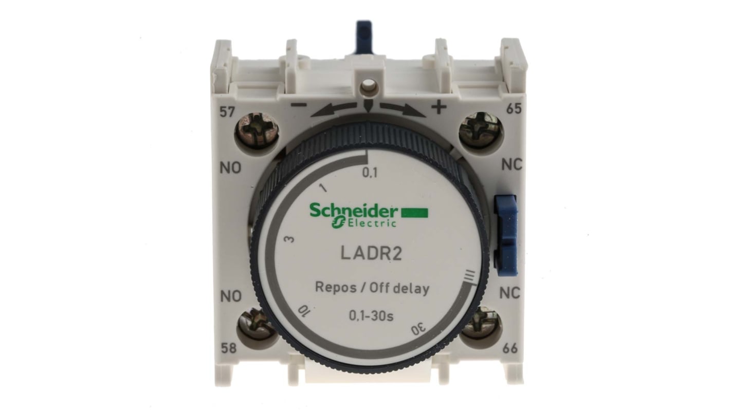 Timer pneumatico Schneider Electric LADR2 TeSys con ritardo 1-30s, tensione 690V. Ideale per controlli precisi in ambienti industriali e HVAC. Robusto e facile da installare.