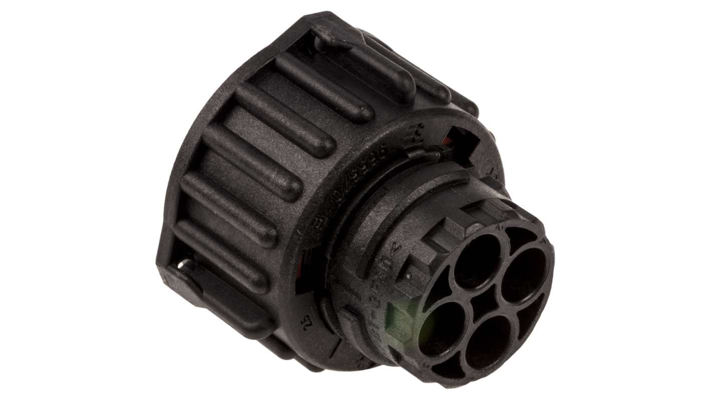 Connettore DIN Femmina 2 poli TE Connectivity, montaggio su cavo, grado di protezione IP67, resistenza a vibrazioni, temperatura -40/+120 °C.