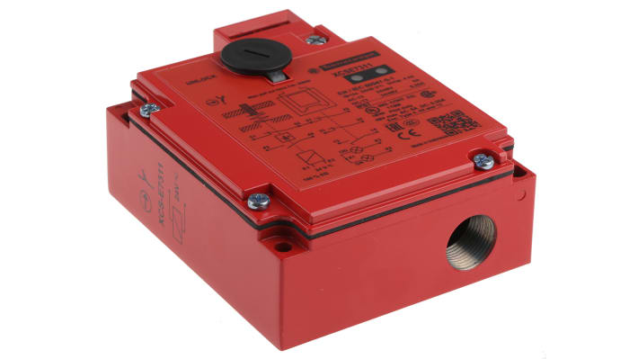 Interruttore di interblocco a solenoide Telemecanique Sensors XCSE7311, 24V ca/cc, IP67. Contatti 1 NA/2 NC, bloccaggio solenoide per macchinari industriali.