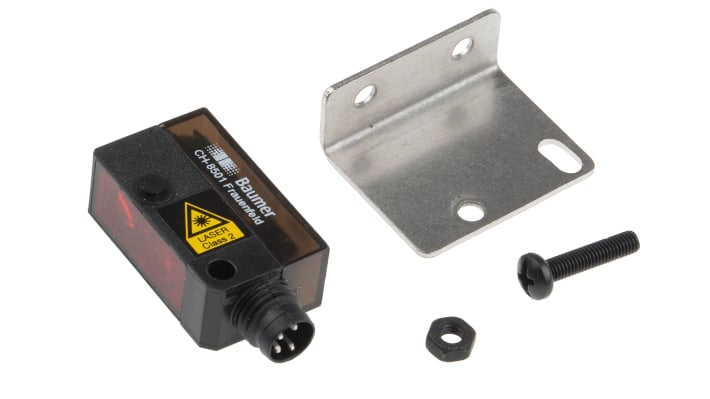 Sensore fotoelettrico rettangolare Baumer OHDK 10P5101/S35A, rilevamento 22-130 mm, uscita PNP, IP67, connettore M8.